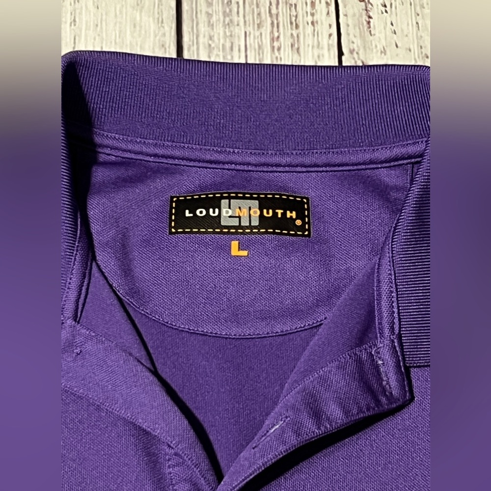 LoudMouth Golf Apparel, Mens Essential Polo, Purple, Large, EUC - Picture 2 of 5